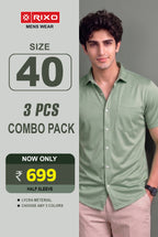 3 Pcs Combo Half Sleeve Lycra Shirts - size 40-