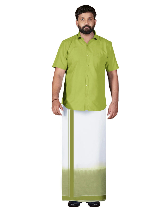 Light-green-shirt-and-dhoti-set Hover Image