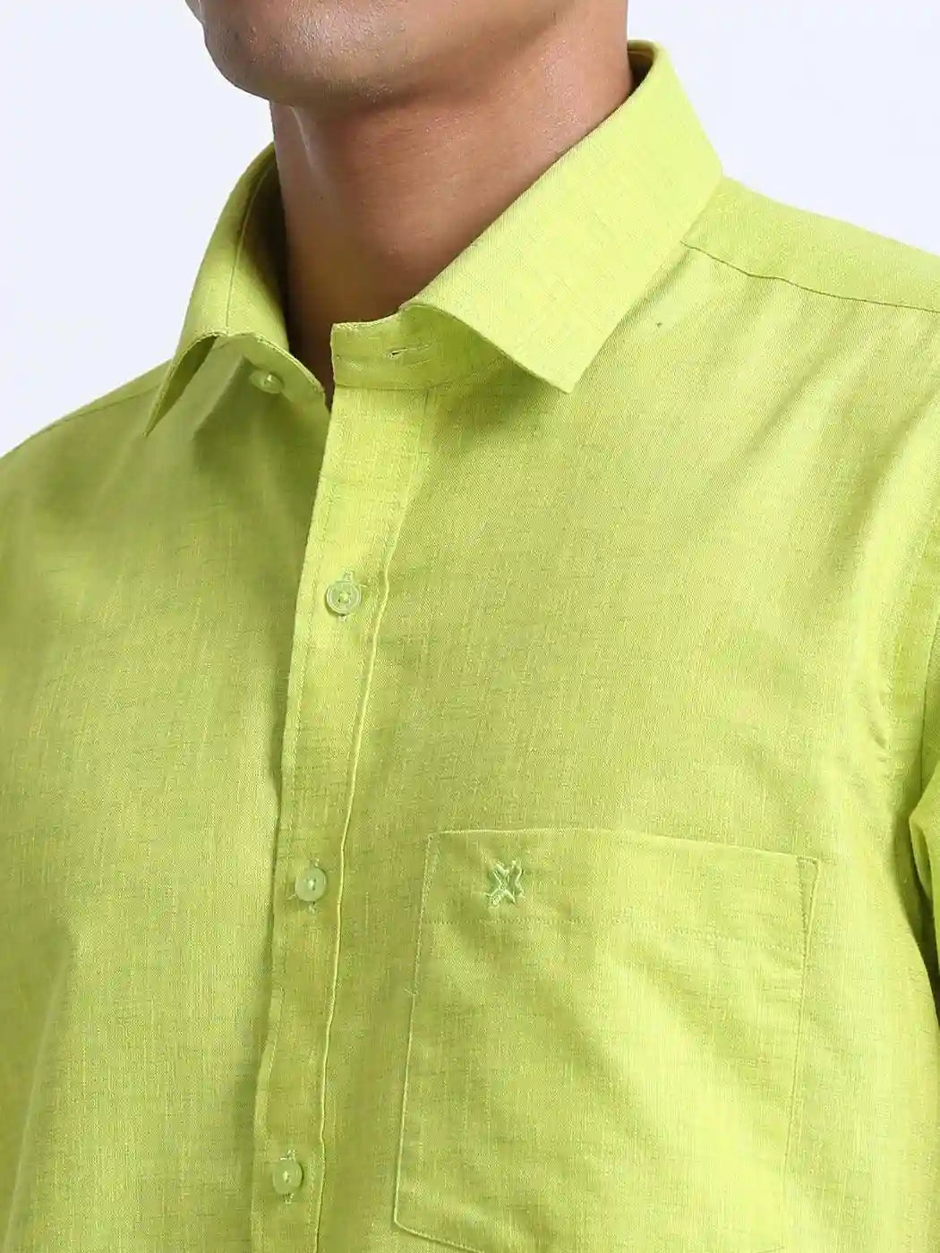 Linen-green-colour-half-sleeve-shirt