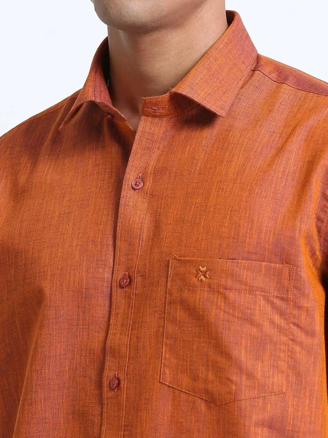 Linen-orange-colour-shirt-full-sleeve