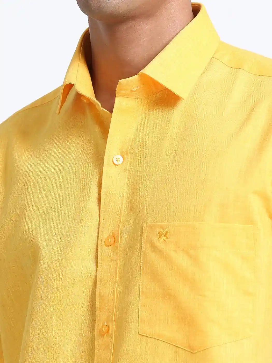 Linen-yellow-colour-half-sleeve-shirt