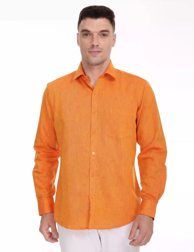 Orange-colour-full-sleeve-shirt Hover Image