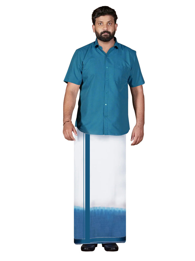 Peacock-green-shirt-and-dhoti-set Hover Image