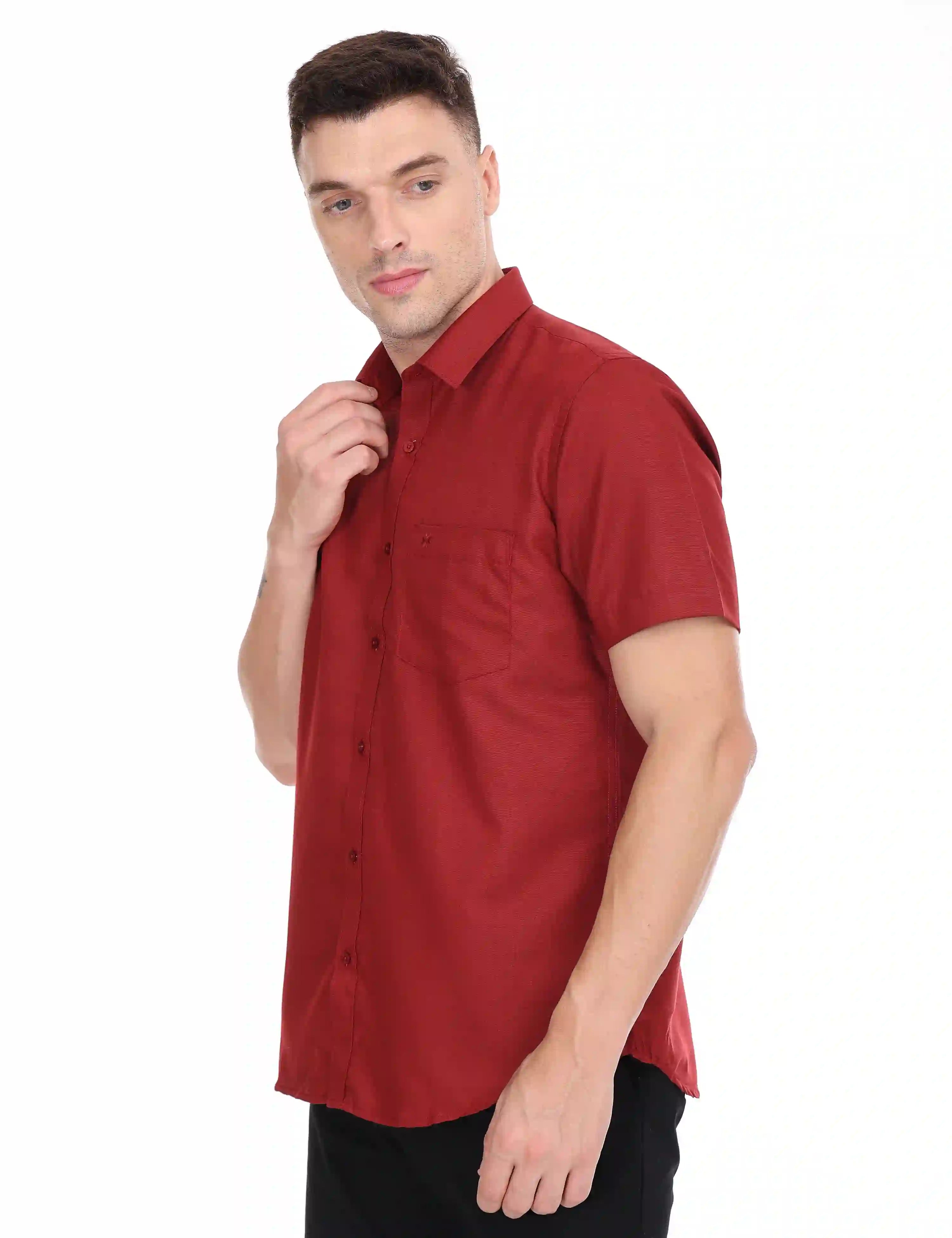 Red-colour-shirt-half-sleeve