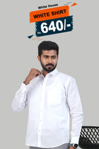 WHITE HORSE Men’s Premium Shirt – White – Full Sleeve