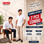 RIXO 2 Pcs Combo - White Shirt