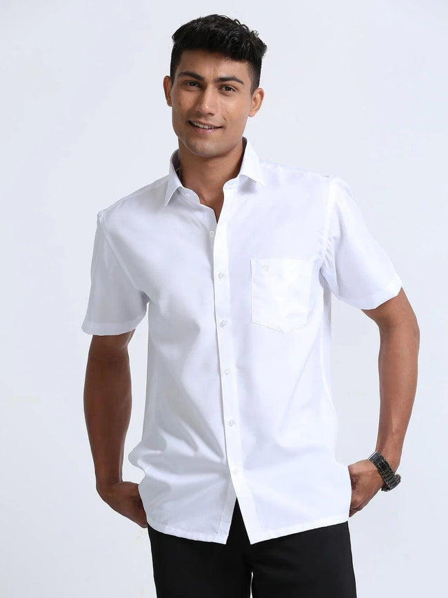 Fine Cotton Oscar White Colour Half Sleeve Shirt For Men Main Image