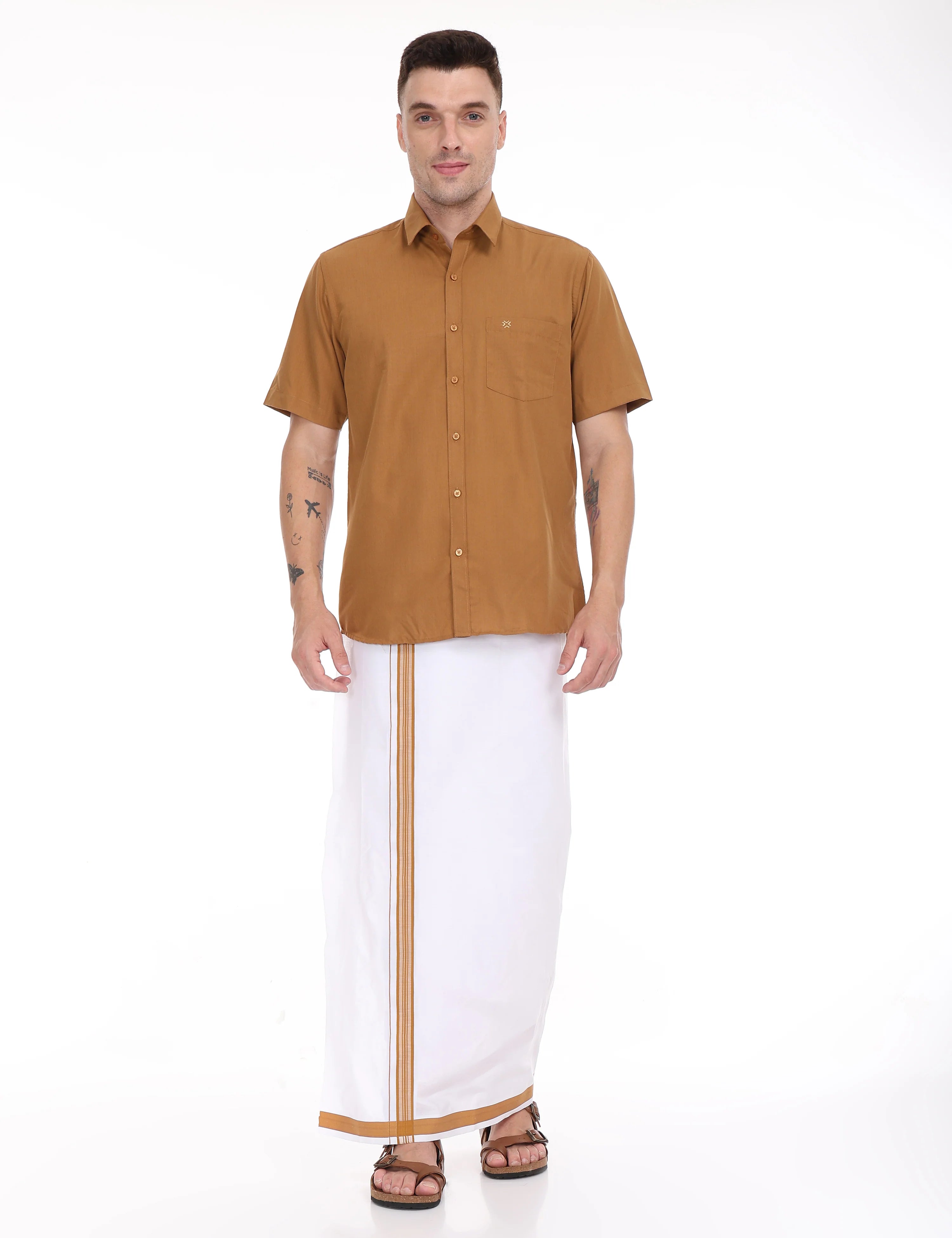 brown-half-sleeve-dhoti-and-shirt-set