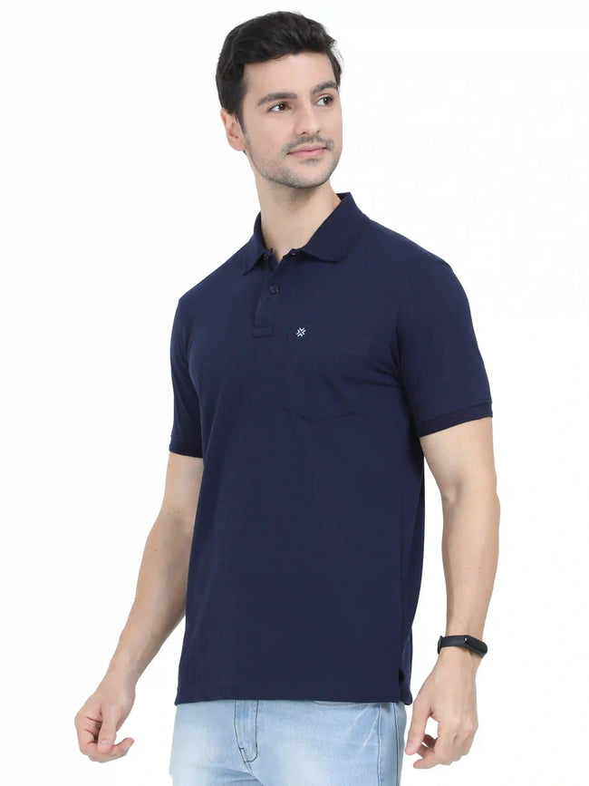 Coral Navy Colour T-Shirt for Men - 7007 BUY 2 GET 1 FREE Main Image