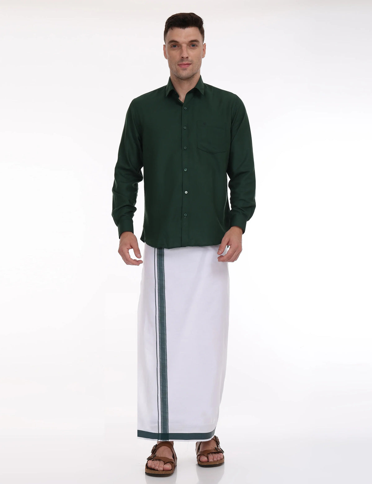 green-full-sleeve-shirt-with-single-dhoti