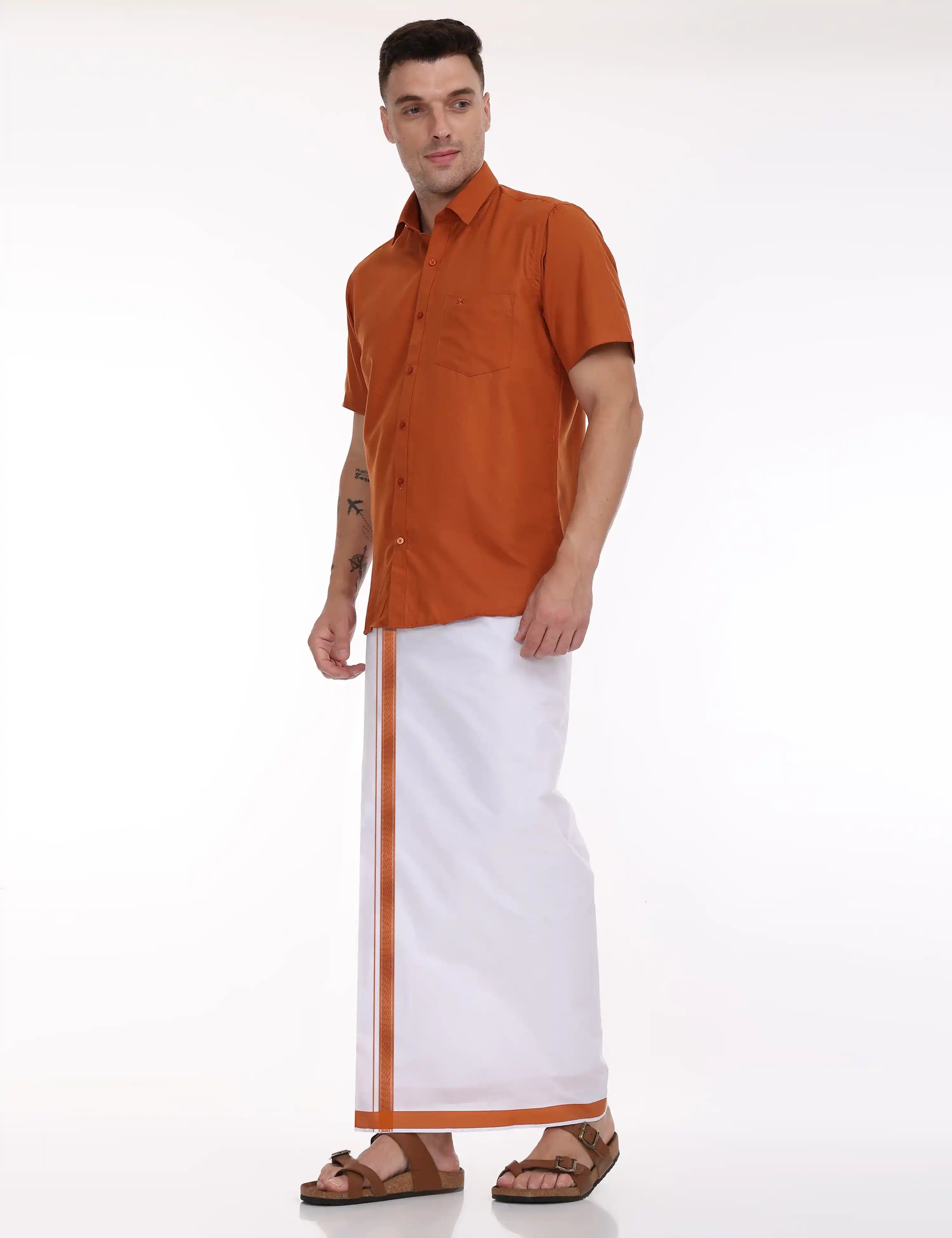 half-sleeve-shirt-for-men-orange-colour