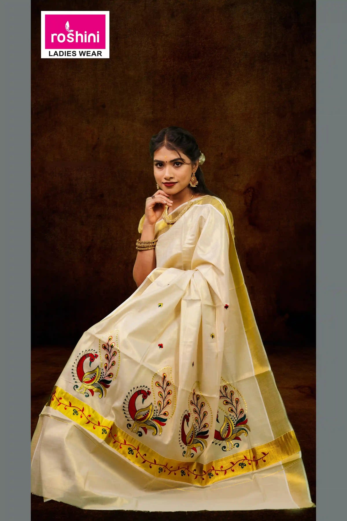 kerala-cream-colour-sarees-online-colour-print-border