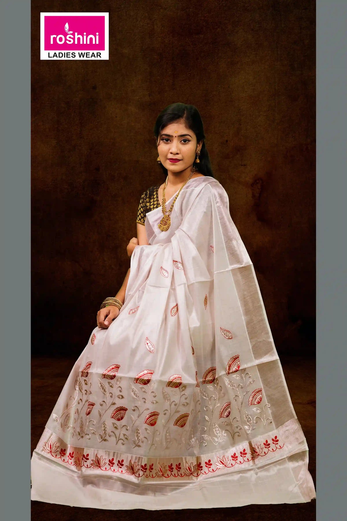 kerala-traditional-sarees-online-white-flower-print