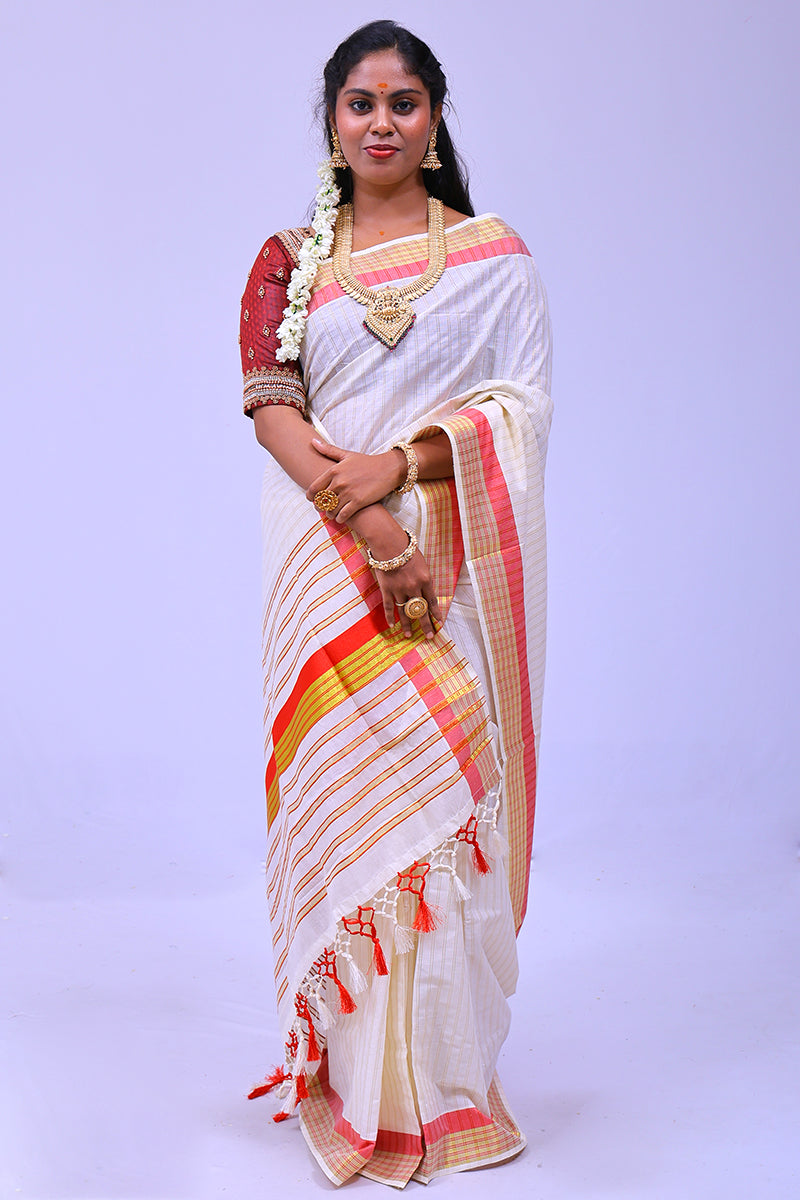MK-2958.1 GOLD KASAVU SAREE 6.25 MTR
