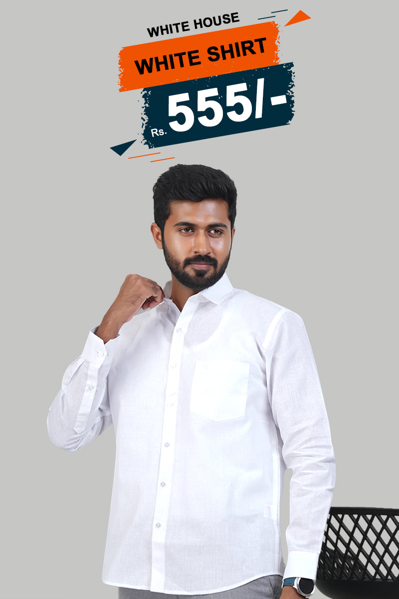 WHITE HOUSE Men’s Premium Shirt – White – Full Sleeve