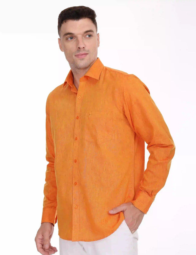 Linseed Cotton Orange Colour Full Sleeve Shirt -17005 Main Image