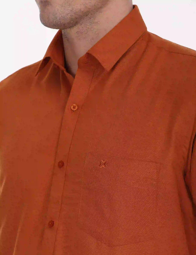 Cool Club Plus Cotton Half Sleeve Shirt for Men Orange Colour - 31008 Main Image