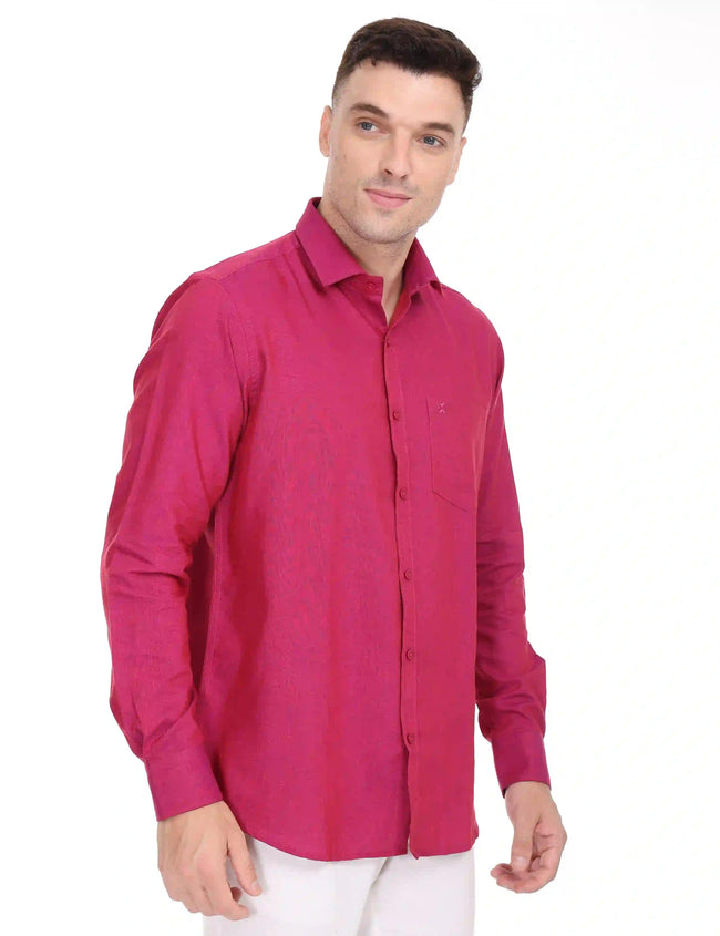 Linseed Cotton Pink colour full sleeve shirt for men - 17007 Main Image